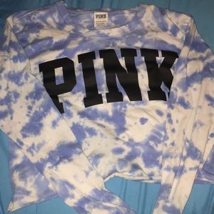 A tie-dye blue and white Victoria’s Secret / pink